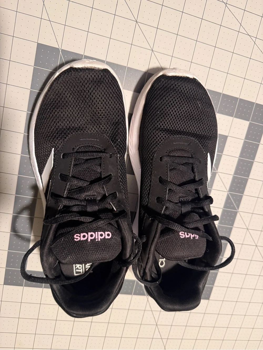 adidas‎ Black Athletic Sneakers with White Soles and Pink Logo